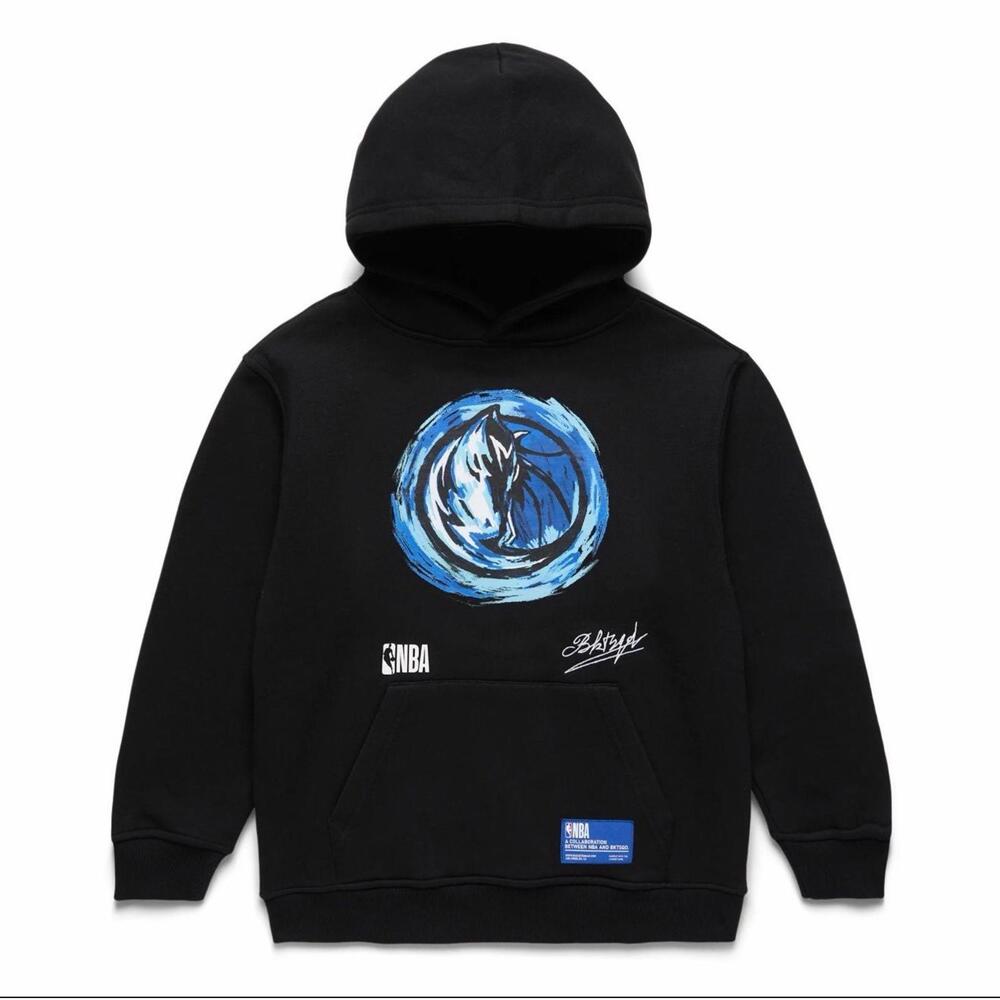NBA x BKTSQD Dallas Mavericks Hoodie Youth Large YL Black Graphic Pullover